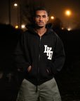 BLACK HOODIE ZIP BOXY FIT LOCKD