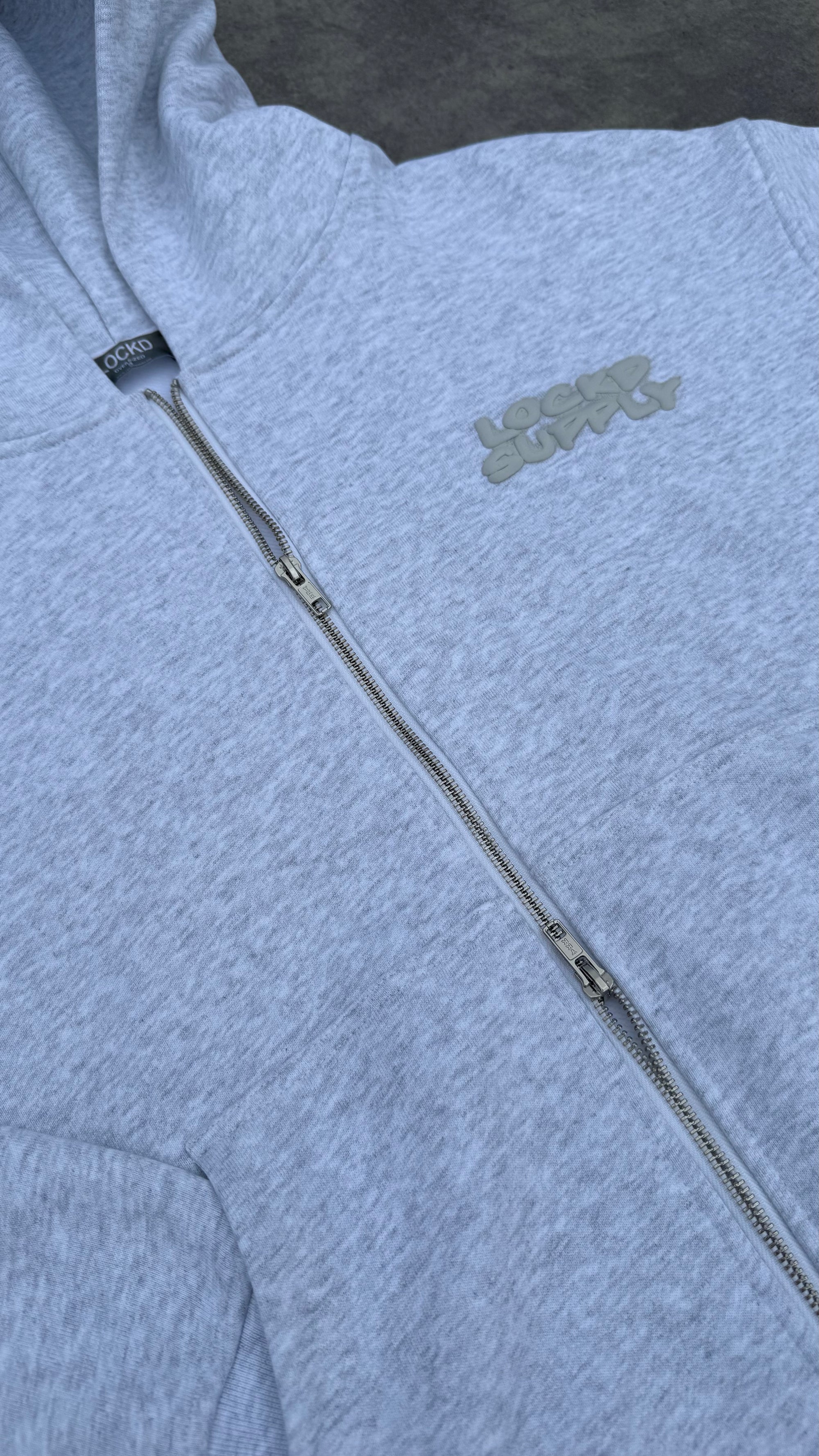 DOUBLE ZIP GREY HOODIE
