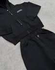 BLACK DOUBLE ZIP HOODIE
