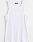 WHITE RIBBED TANK